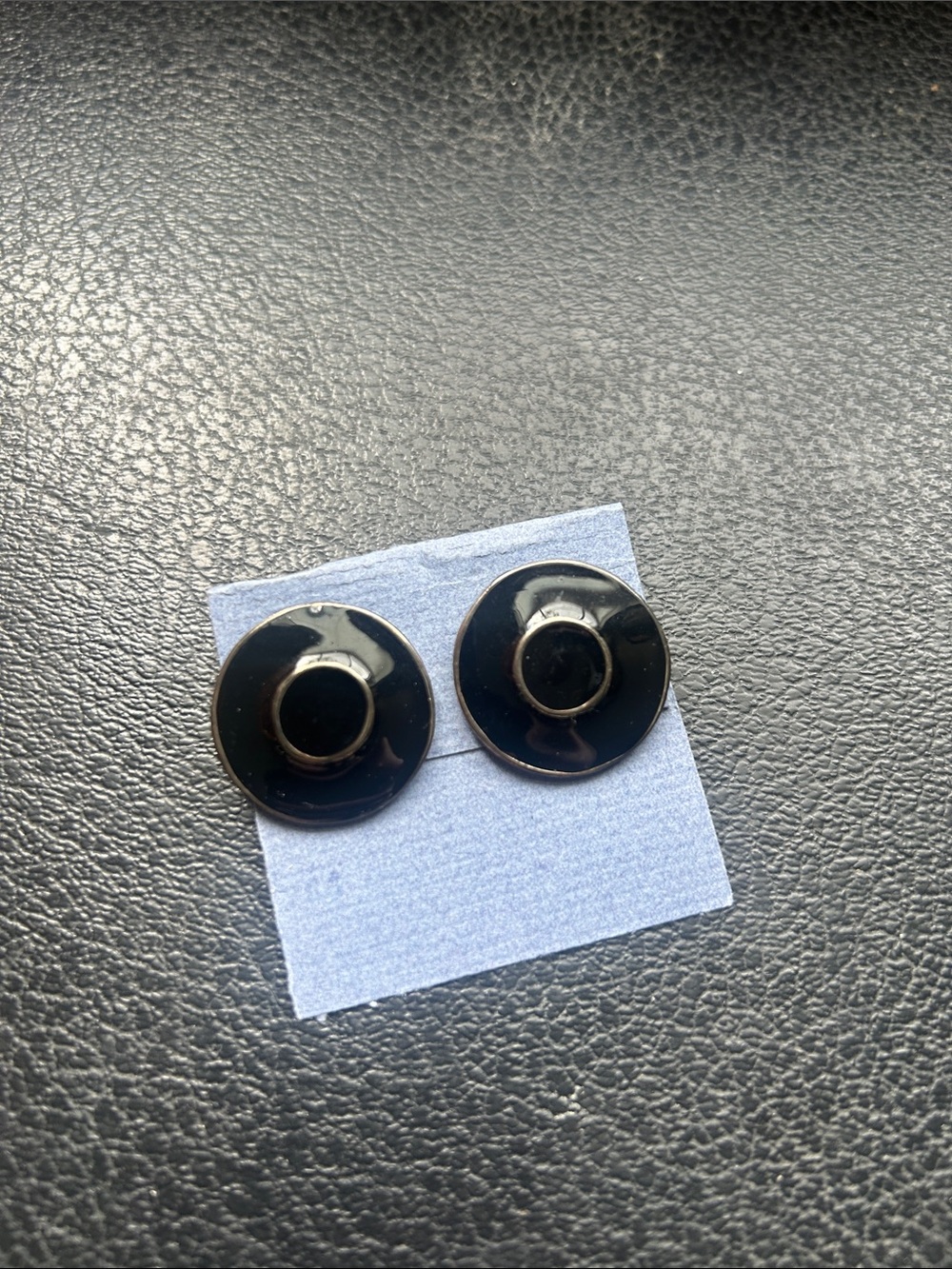 Black Round Dome Earrings